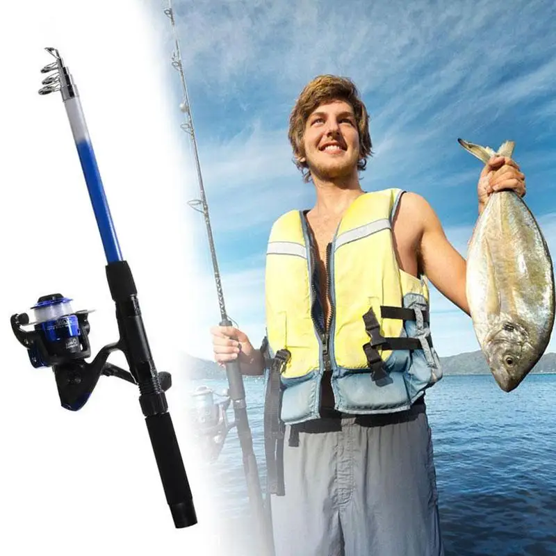 

Portable Telescopic Fishing Rod Kit high quality Reel Line Combo Full Reel Pole Lure Set 1.8m