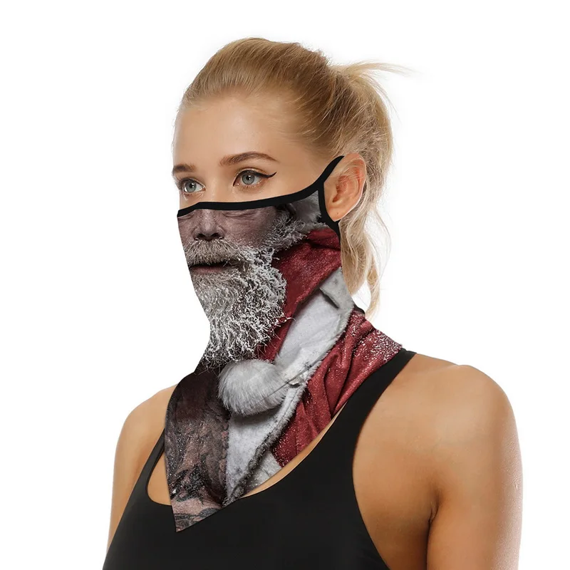 Бесшовный спортивный шарф с рождественским принтом для ушей шарф-труба шеи гетры