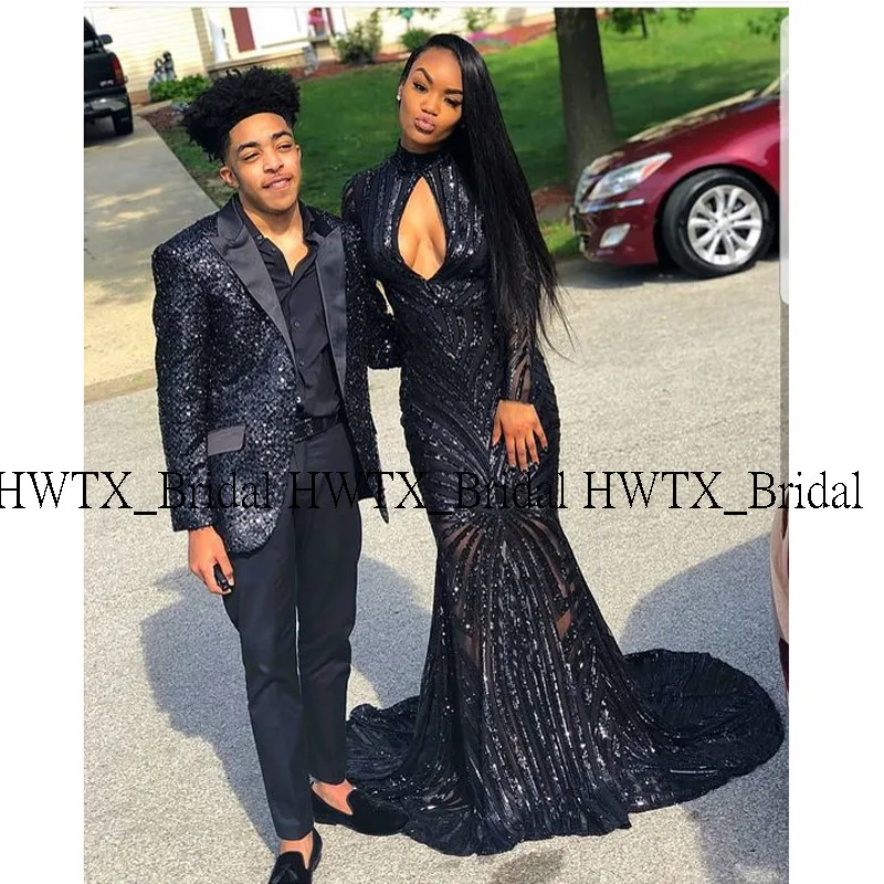 Черное сексуальное платье Русалка для выпускного вечера es 2020 с длинными рукавами