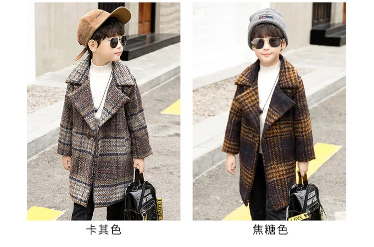 Winter Jackets Boys Solid Woolen Double-breasted Baby Boy Trench Coat Lapel 3 4 5 6 7 Y Kids Outerwear Coats For Boy Windbreaker