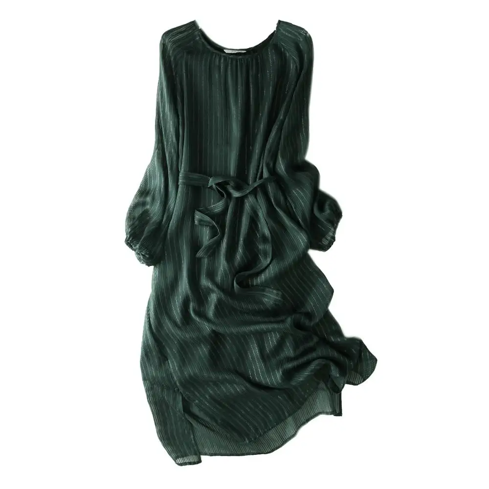 Женское шелковое платье SuyaDream офисное до колена с принтом звезд и круглым