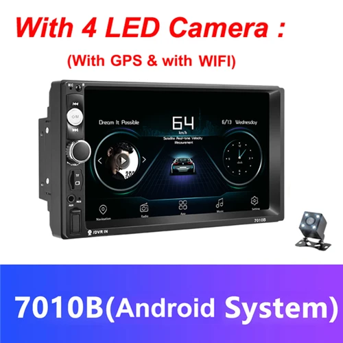 Android LED Camera Podofo Авторадио 2 din автомагнитола 7010b Wince Android мультимедийный плеер gps авто стерео Bluetooth wifi USB Suppport камера заднего вида - Цвет: Android LED Camera