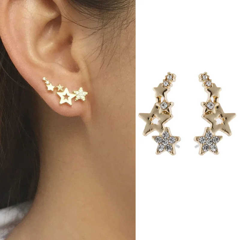 

JTCFLY Hot Selling Simple Stylish Star Women Drop Earrings Shiny White Zircon Exquisite Versatile Female Earring Fashion Jewelry