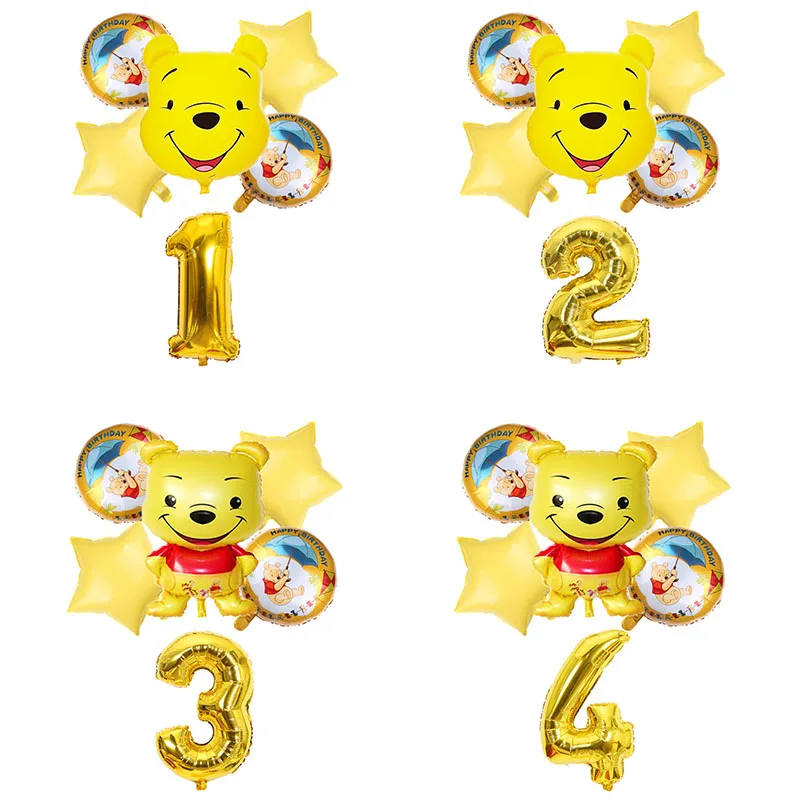 Набор желтых воздушных шаров Винни-Пух украшение для дня рождения мультяшный