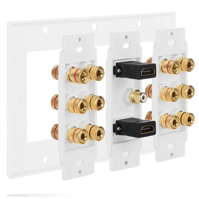 3-Gang 6 1 настенная панель динамика для домашнего кинотеатра пластина RCA 2 HDMI