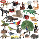 Моделирование Oenux, дикие животные, Павлин, Искусственный Кролик, кошка, улитка, модель, фигурки, миниатюрный Топпер для торта, подарок для детей, игрушка