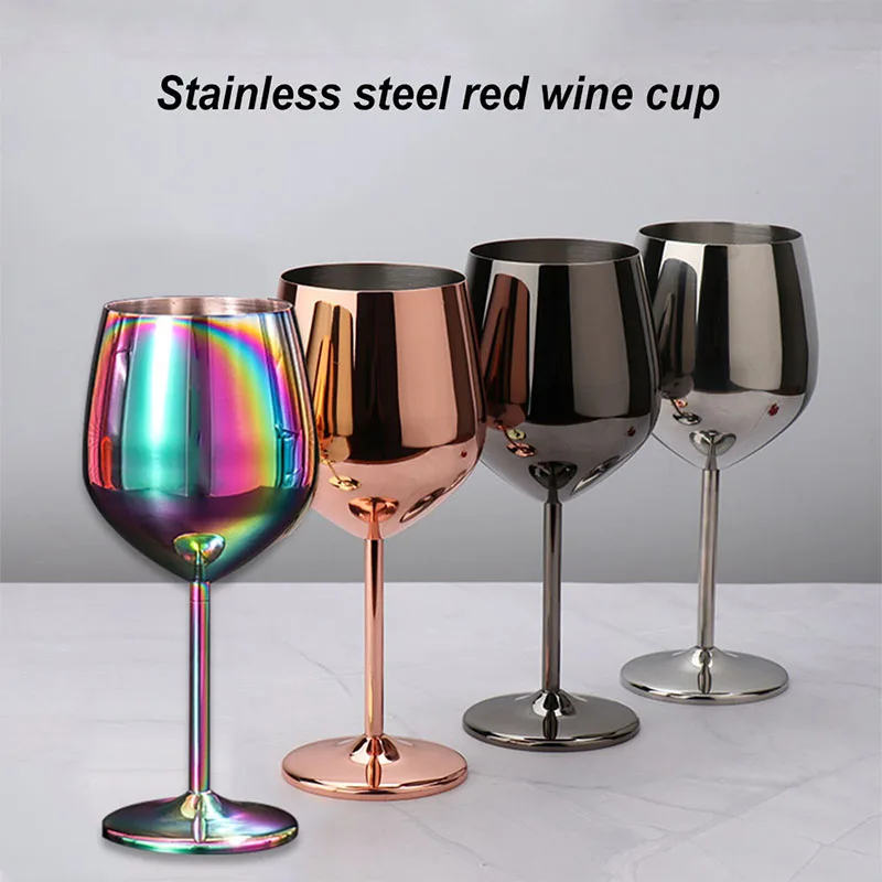 

500ml 304 single layer red wine glass color stainless steel large capacity bucket drop resistant wine cup