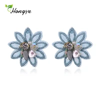 hongye fashion lace flower natural pearls drop earrings for women girl best gifts party charm brincos fine jewelry hot sale