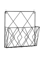 newspaper storage rack wall mounted magazine file holder metal wire geometric organizer basket home living room capable