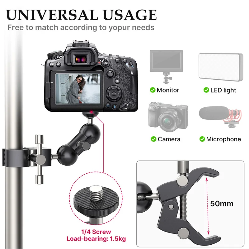 Металлический Супер Зажим для камеры UURig с шариковой головкой зажим Волшебная