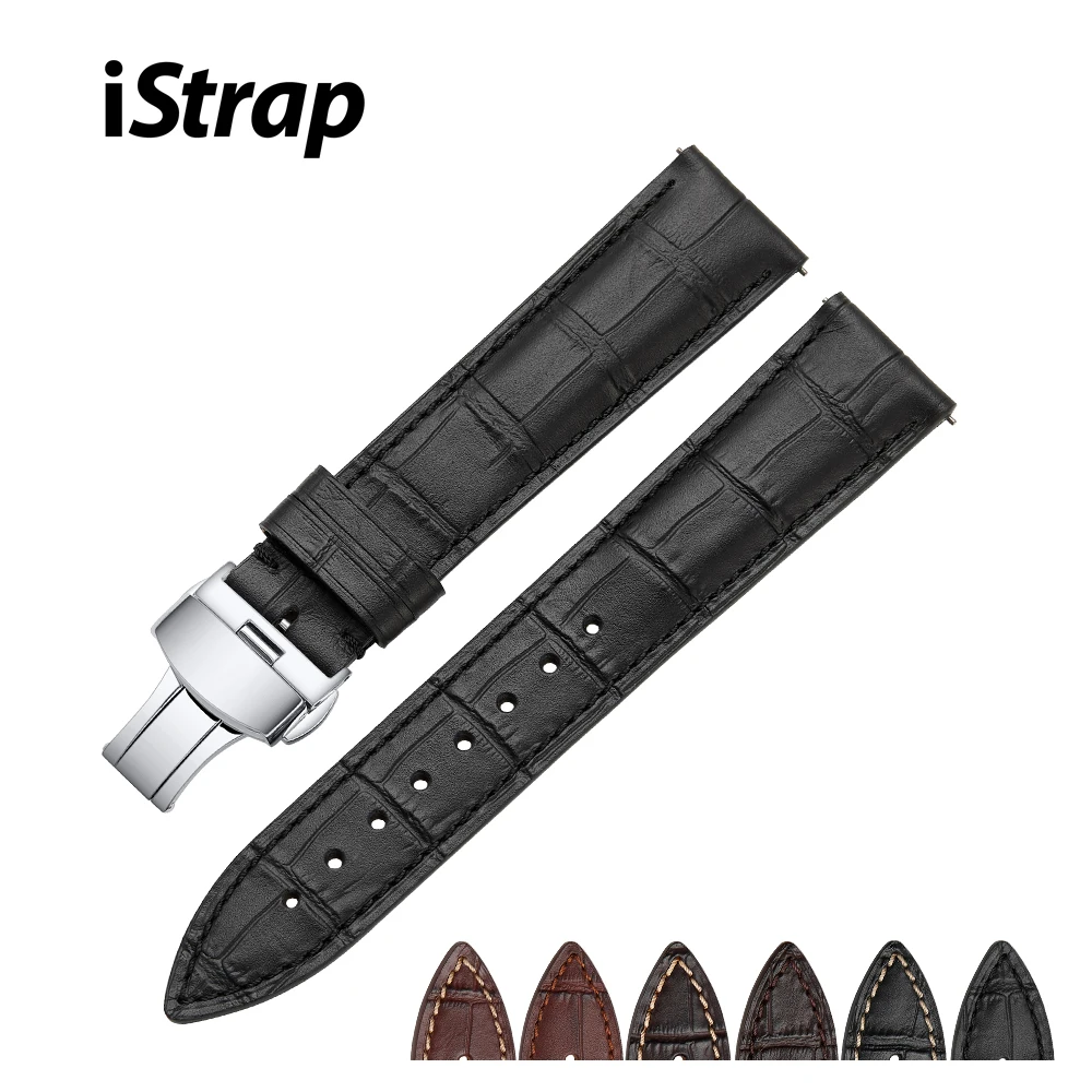 Ремешок для часов iStrap из натуральной кожи 16 мм 18 19 20 21 22 24 быстросъемный ремешок с