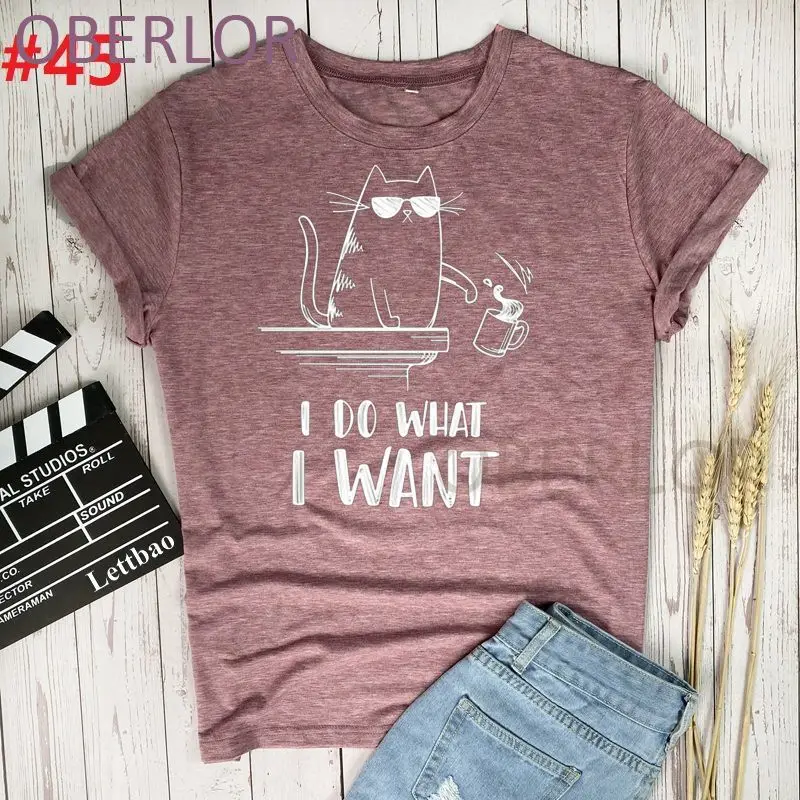 

Graphic T Shirts Women 90S Style Tshirt Fashion Aesthetic Cat I Do What I Want T Shirt Funny Harajuku T-Shirt Unisex Top Tees