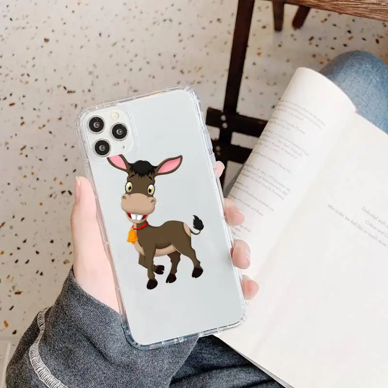 

horse Donkey cute animal shell Phone Case Transparent soft For iphone 5 5s 5c se 6 6s 7 8 11 12 plus mini x xs xr pro max