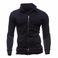 new sweater zipper stand collar sweater coat mens solid color cardigan hoodie