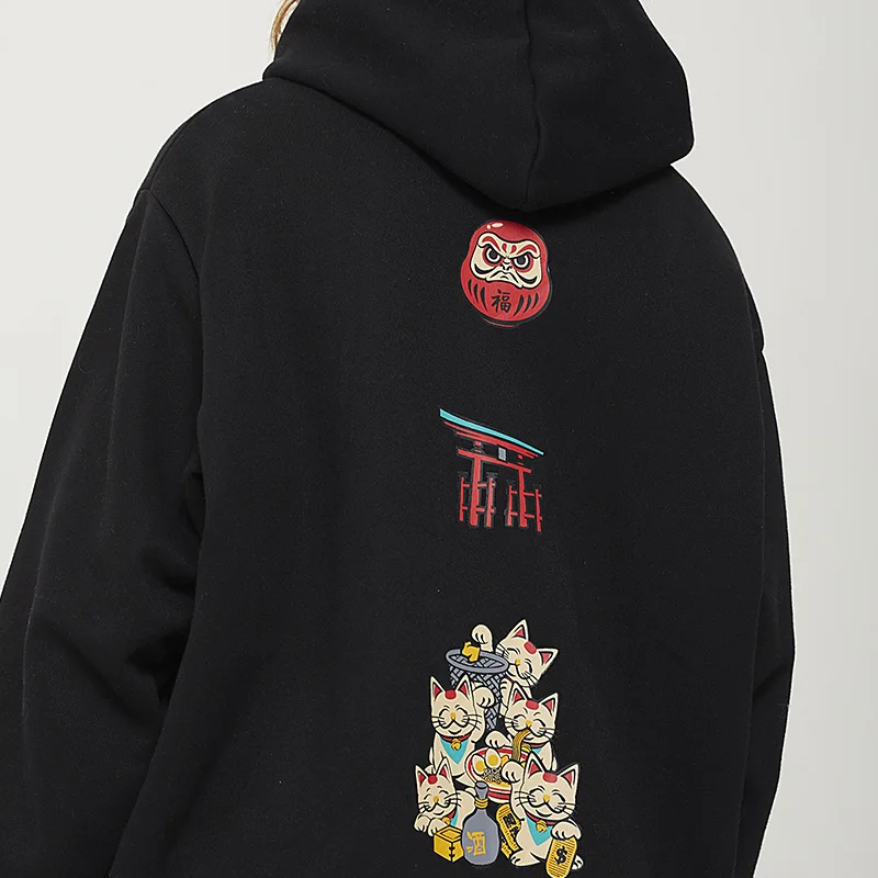 2019 Men Hip Hop Hoodie Sweatshirt Fortune Cat Japanese Streetwear Harajuku Hoodies Pullover Cotton Autumn Hooded New | Мужская одежда
