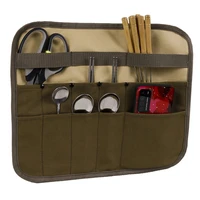 tableware storage bag cooking utensils roll up bag storage pouch canvas spoon fork organizer hanging bbq camping gear brown