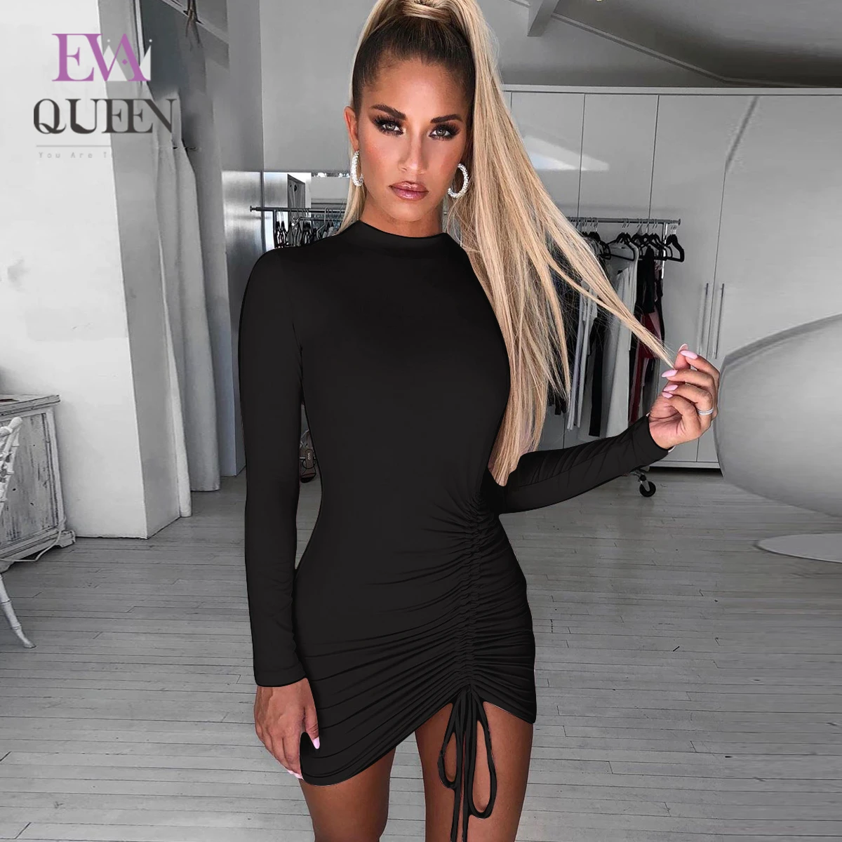 Сексуальное облегающее мини платье EvaQueen женские вечерние платья на осень и зиму