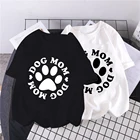 Женская футболка с принтом Love Dog Mom, свободная футболка с круглым вырезом и графическим принтом, в стиле Харадзюку, лето 2021