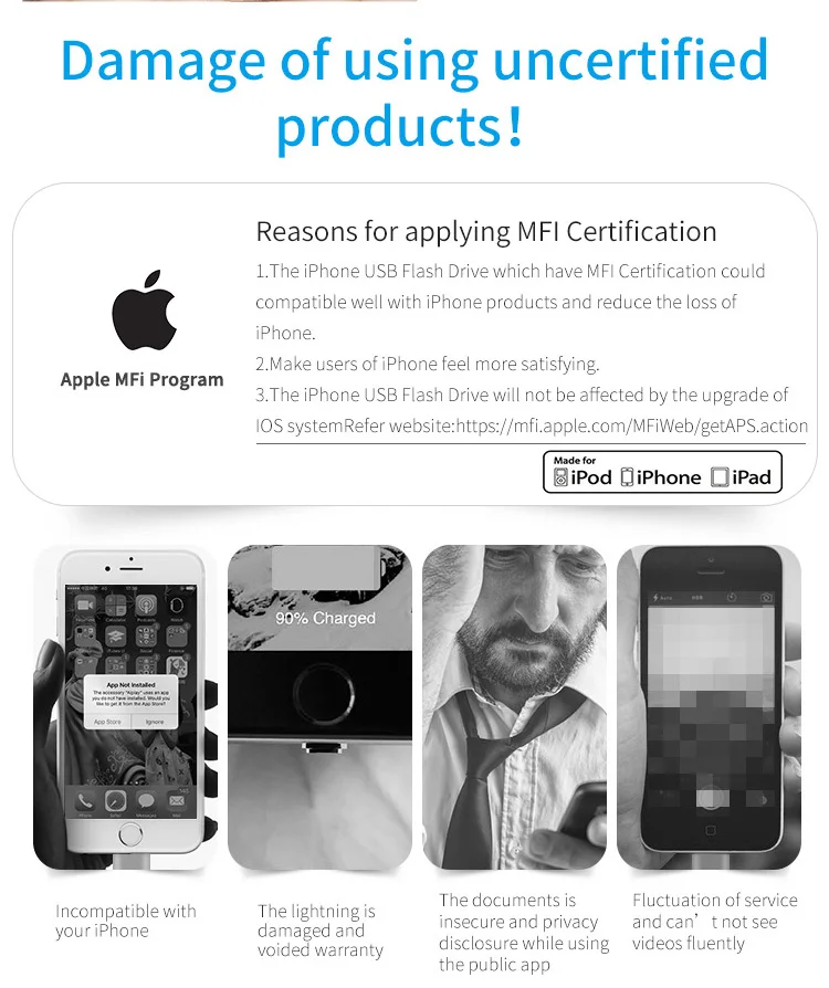Флеш-накопитель DM APD001 USB3.0 32 Гб 64 ГБ для iPhone 8 7 Plus, металлическая флеш-карта Lightning, u-диск для MFi iOS13, карта памяти 128 ГБ