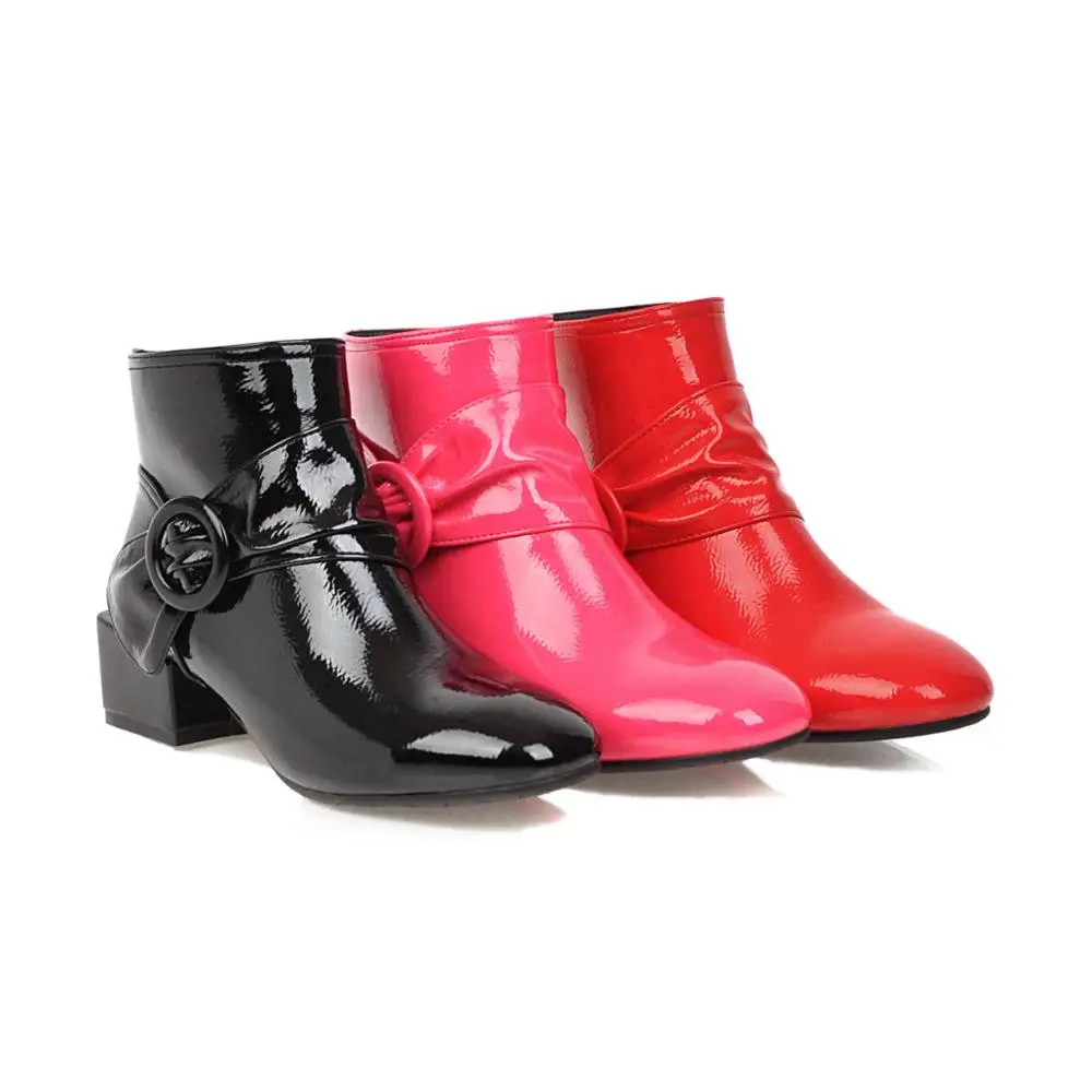 Женские ботильоны из лакированной кожи с квадратным носком на квадратном