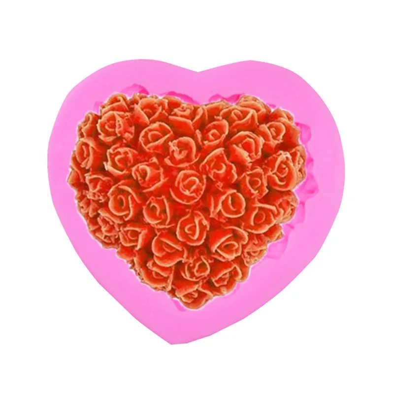 

Rose heart handmade soap DIY mold flip-sugar birthday cake mold chocolate baking tools