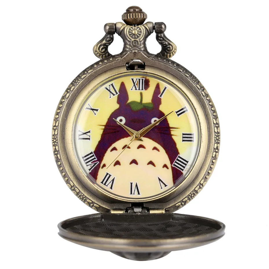 Винтажные бронзовые кварцевые карманные часы Totoro популярные японские аниме Мой