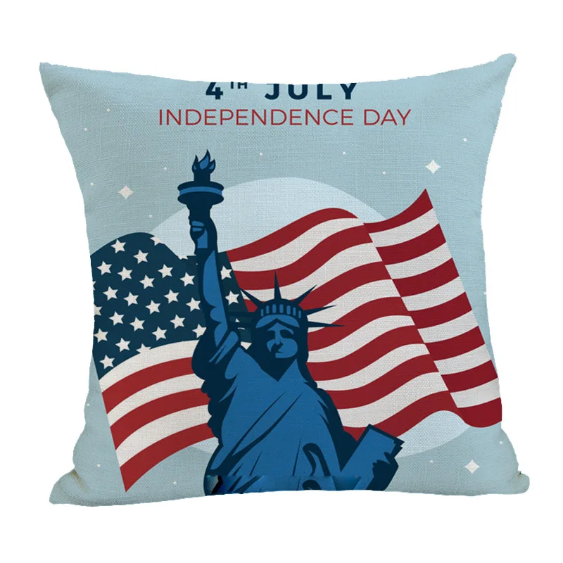 

4th of July USA Independence Day Cushion Cover American Flag Pillows Cover Office Sofa Throw Pillow Case 2021 Home Decoration