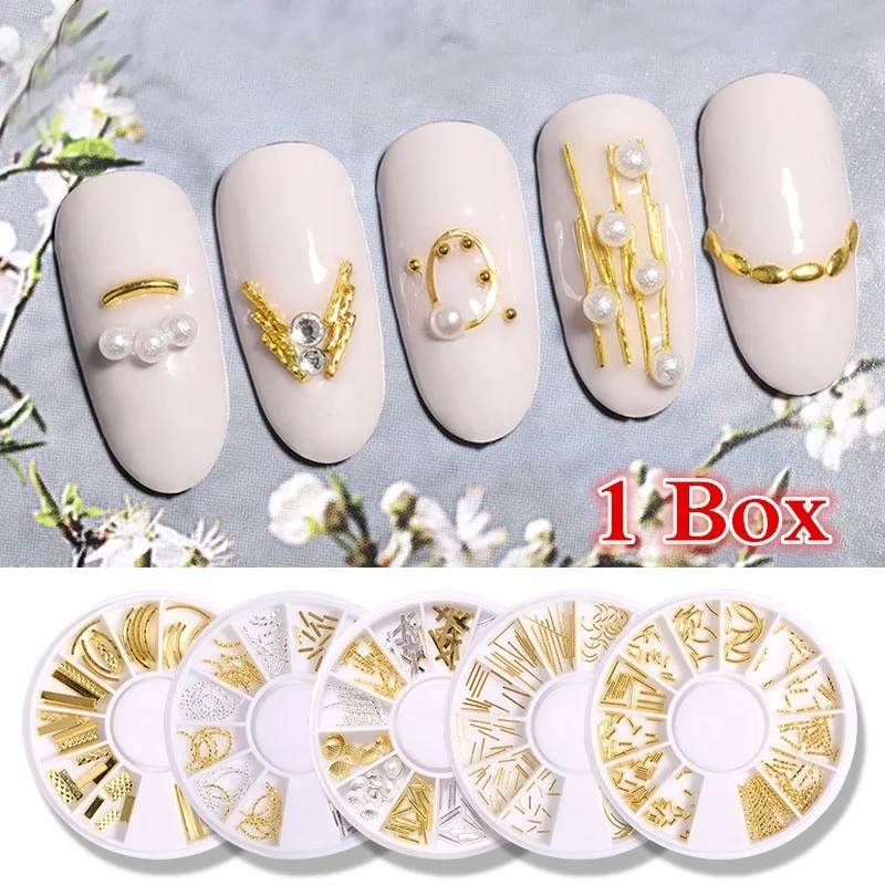 3D Золотой Серебряный ноготь амулеты металлические заклепки Шпильки стразы