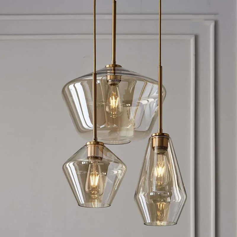 Ретро современный стеклянный подвесной светильник художественная лампа | Подвесные светильники -4000597394520