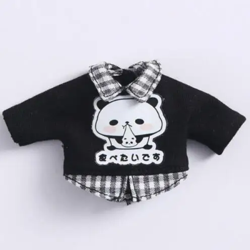 cartoon black shirt Одежда для кукол футболка с капюшоном и длинными рукавами с героями мультфильмов/короткие штаны для ob11, obitsu11, Molly, 1/12bjd, Одежда для куклы, аксессуары для куклы - Цвет: cartoon black shirt