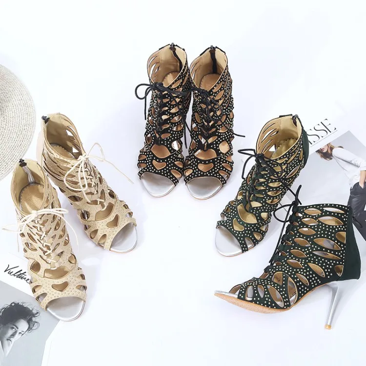 Большие размеры 17 Босоножки на высоком каблуке Женская обувь летняя с открытым