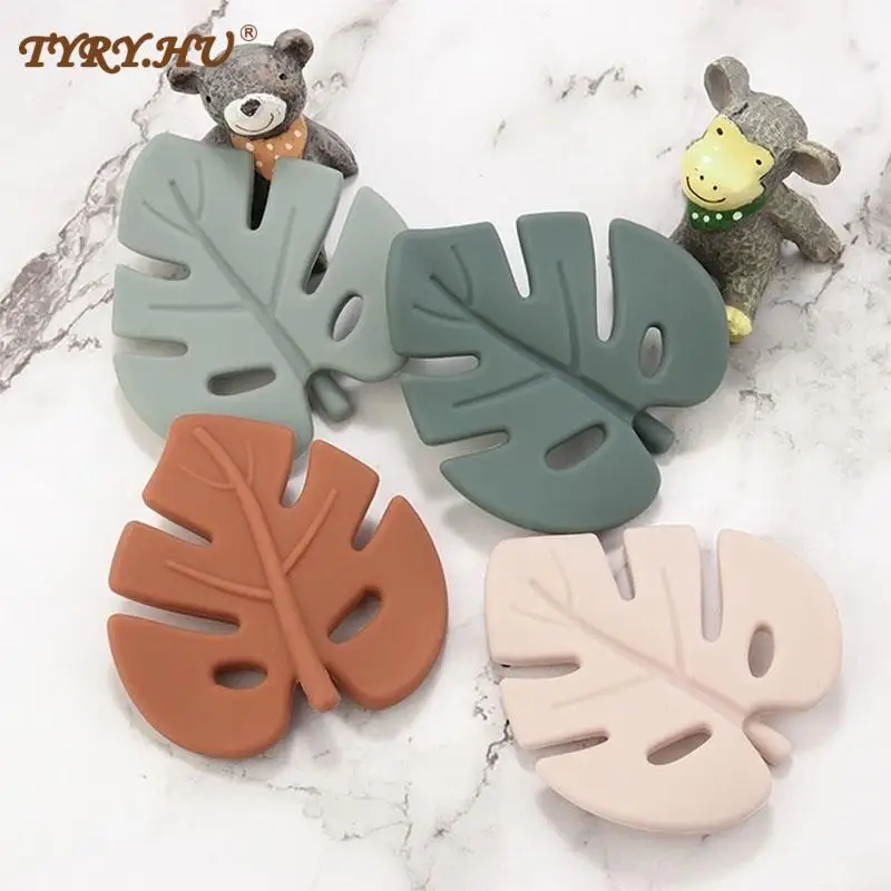 

TYRY.HU 5pc Silicone Leaf Flying Elephant Teether Beads Baby Teethers Silicone Chewable Pacifier Chain DIY Accessories BPA Free