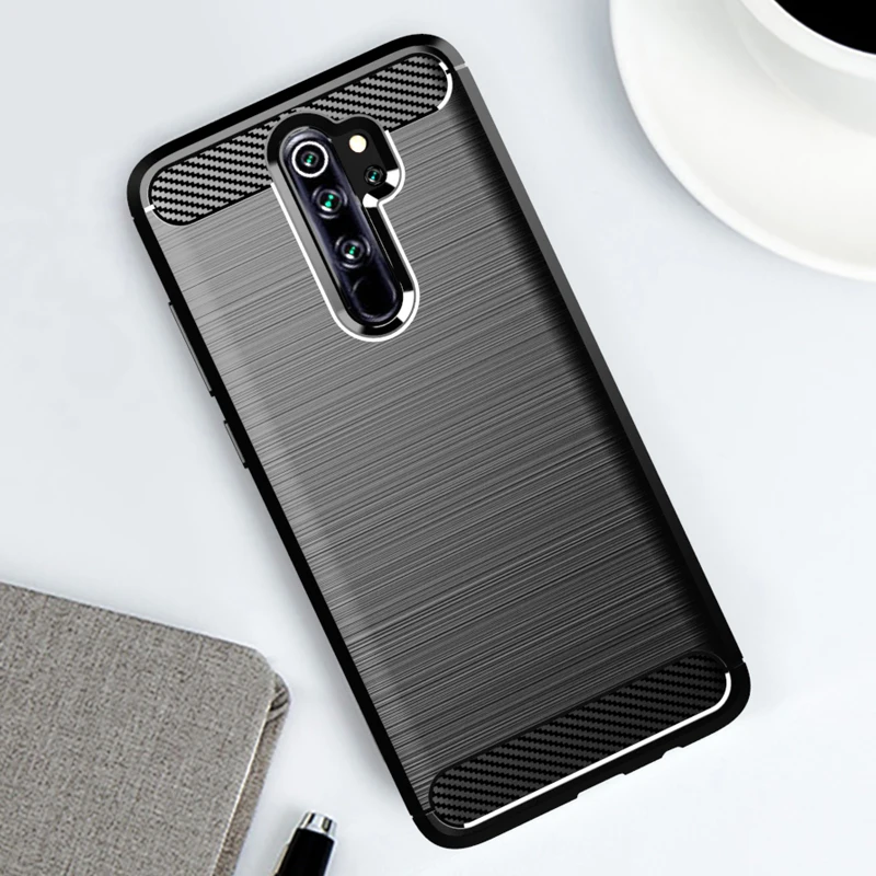 Чехол для Redmi Note 8 Pro мягкий ударопрочный чехол из ТПУ матовый углеродного волокна