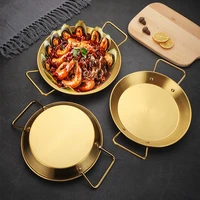 2024cm thickened stainless steel non stick paella pan spanish seafood frying pot wok cheese cooker food fruit plate container