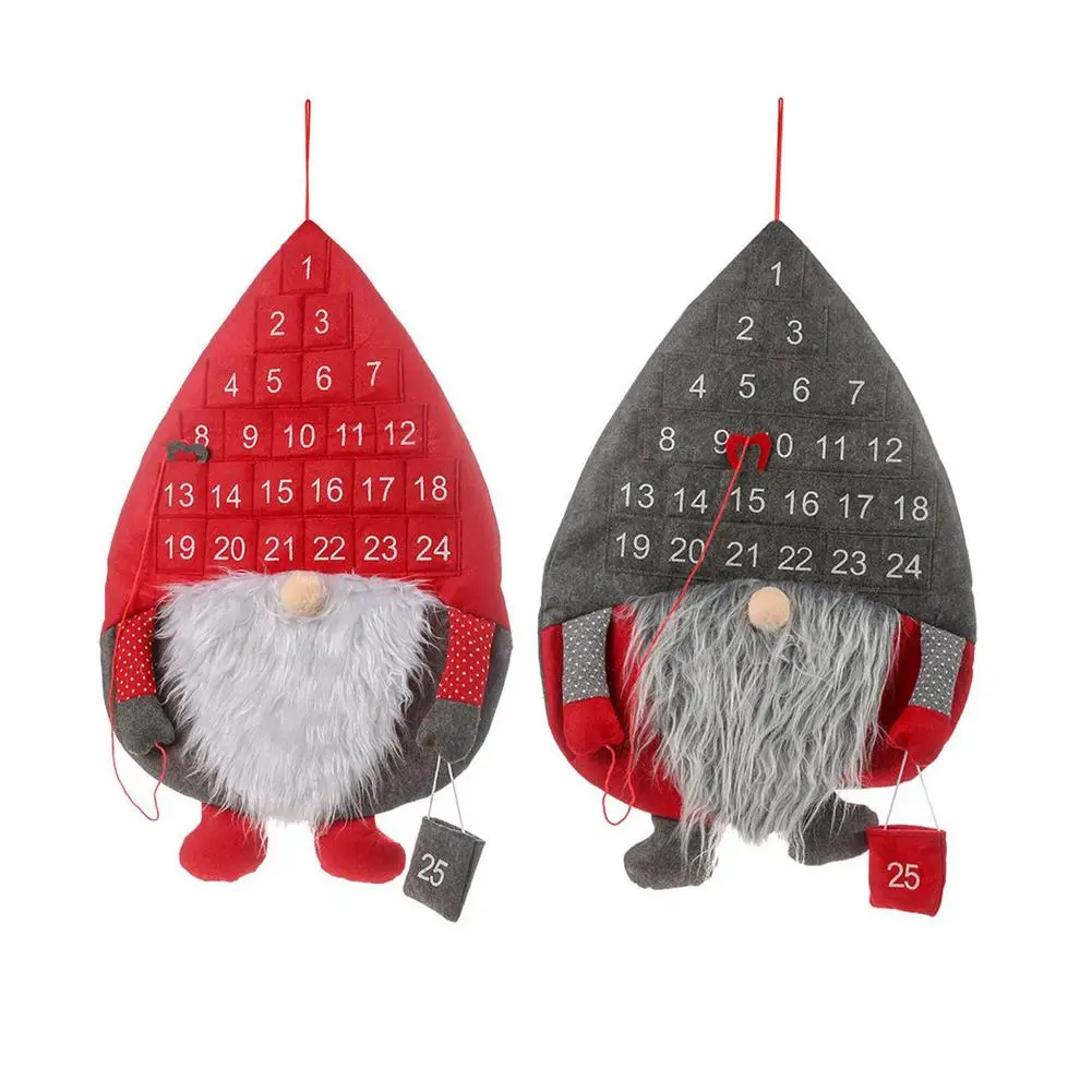 

Gnome Christmas Advent Calendar Santa Gnome Countdown Calendar Xmas Hanging Decorative Ornament Gnome Faceless Home Decoration
