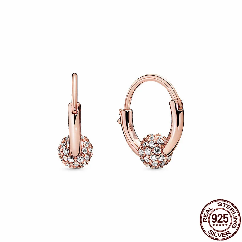

Real 925 Sterling Silver Round Rose Zircon Earrings Are Suitable as Birthday Gifts for Girls Fashion Jewelry