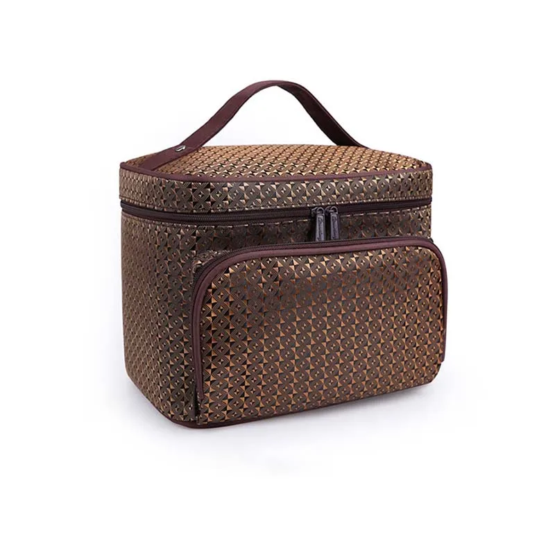 1Pc New Hot Sale Cosmetic Bag Women Large Make Up Bag Vanity Case Cosmetic Nail Tech Storage Beauty Box For Enchanting Ladies - Color: Gold