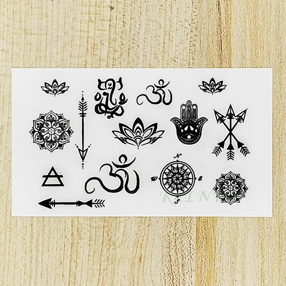 Водостойкие временные тату-наклейки этнический тотем лотос стрела мандала