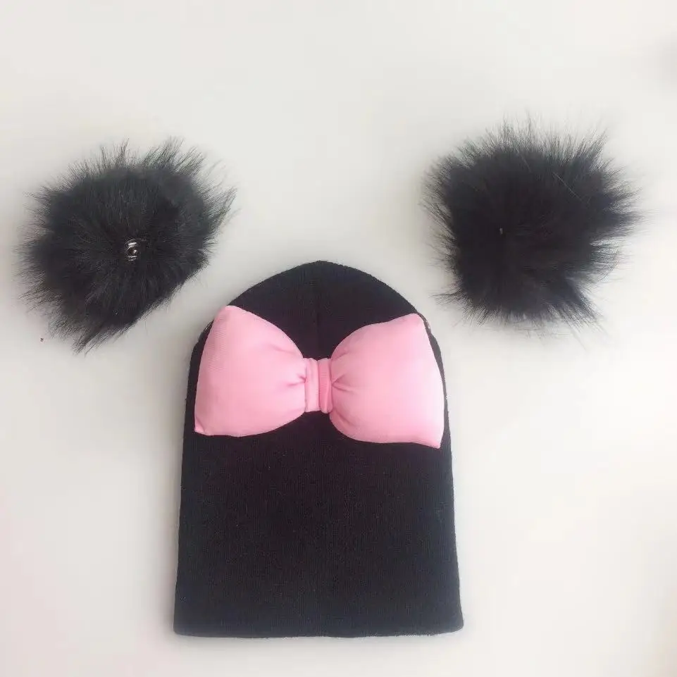 Шапка для младенцев хлопковая разноцветная с большой бабочкой и ушками девочек |