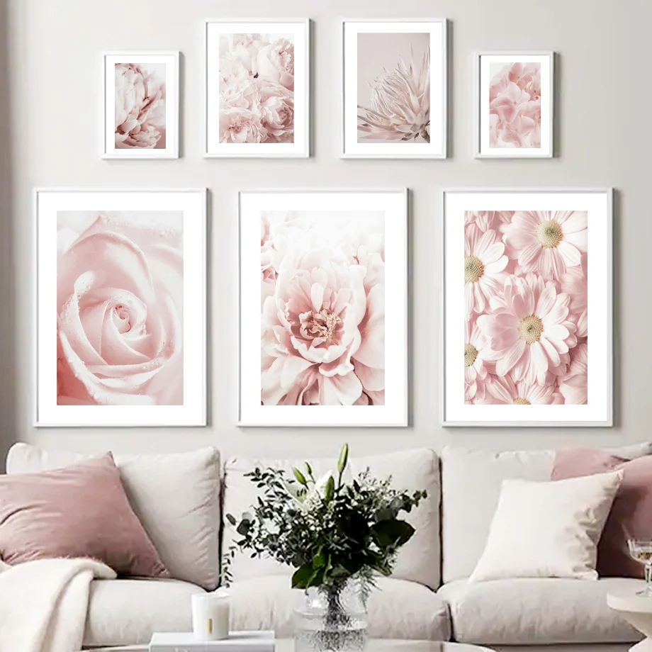 

Blooming Flower Rose Peony Tulip Daisy Wall Art Canvas Painting Nordic Posters And Prints Wall Pictures For Living Room Decor