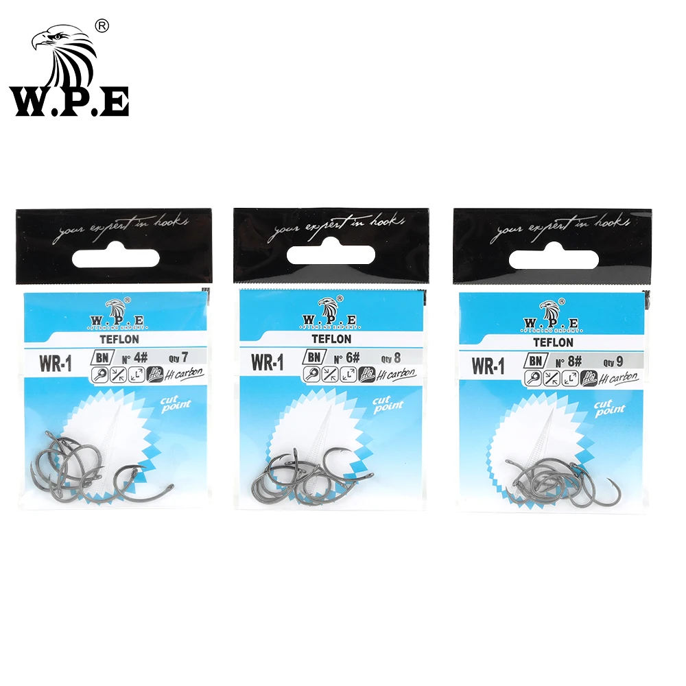 

W.P.E Coating Fishing Hook 3pack/5pack 4/6/8# High Carbon Steel Barbed Wide Gape Curve Shank Carp Fishing Hook Hair Rig