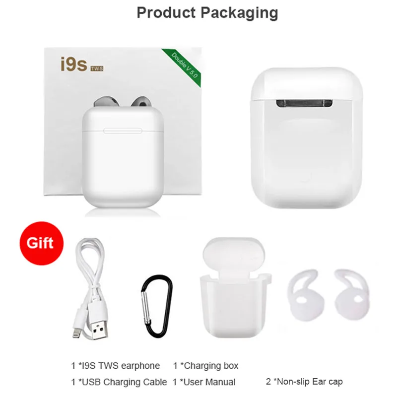 I9S TWS Bluetooth наушники 5,0 Спортивные Беспроводные наушники для iphone X 8 7 Plus наушники с микрофоном для телефонов Android