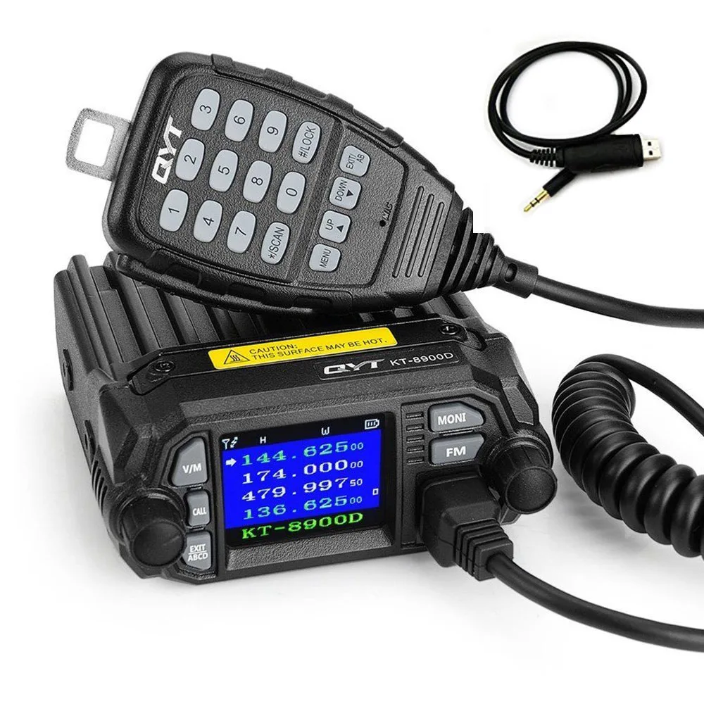 QYT KT-8900D VHF UHF мобильное Радио 2 способ радио Quad дисплей двухдиапазонный мини-автомобиль радио 25 Вт рация KT8900D - Цвет: KT-8900D-USB