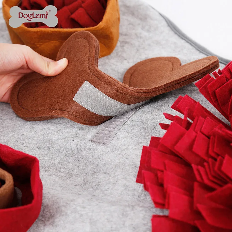 

Dog Sniffing Pad Pet Training Satin Interactive Toys Decompression Blanket Bone Exhaustion Slow Food Puzzle Game Pad For Dog