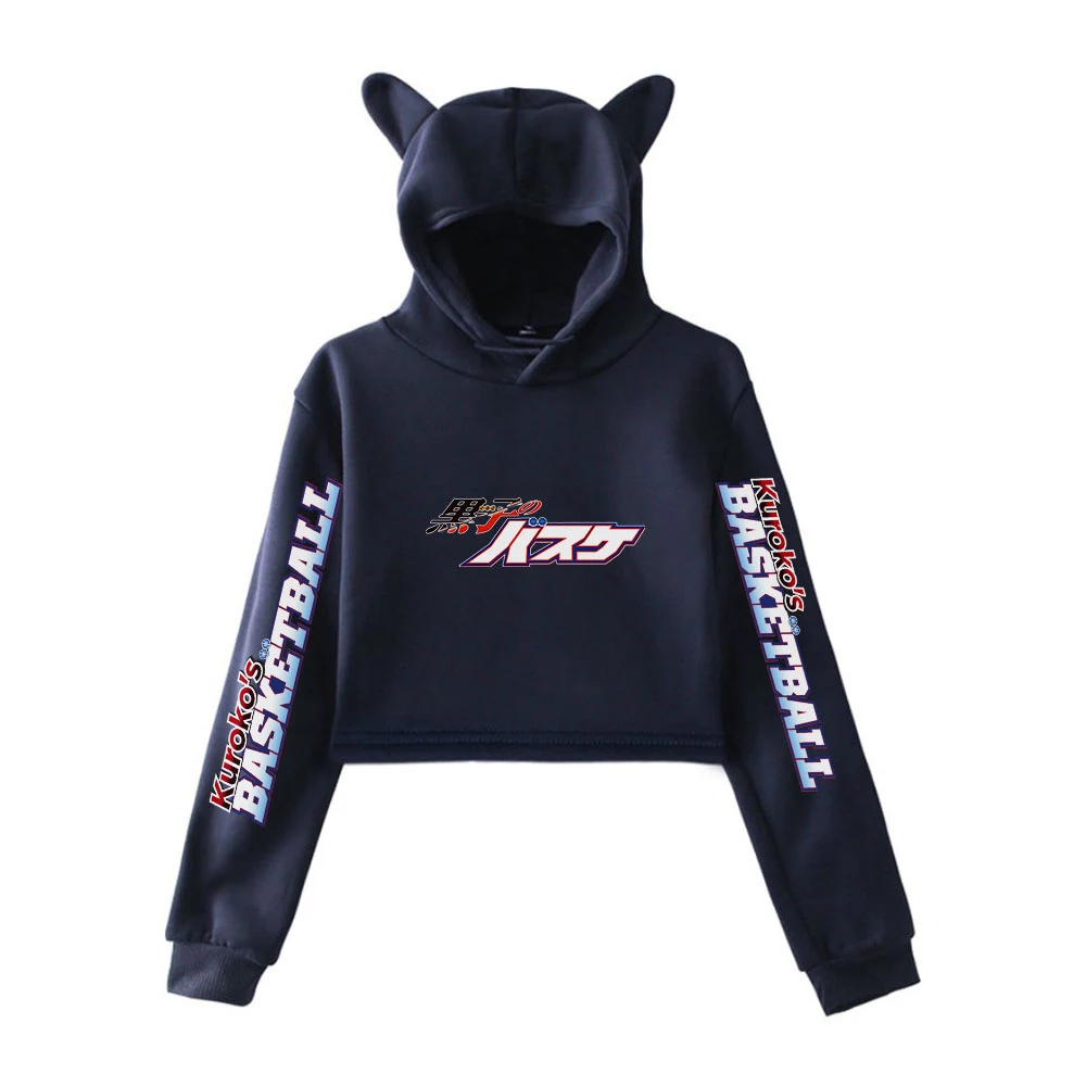 

Kuroko's Basketball Pullover Cat Cropped Hoodies Long Sleeve Sweatshirts Crop Top Women's Hoodie Japanese Anime Fashion Clothes