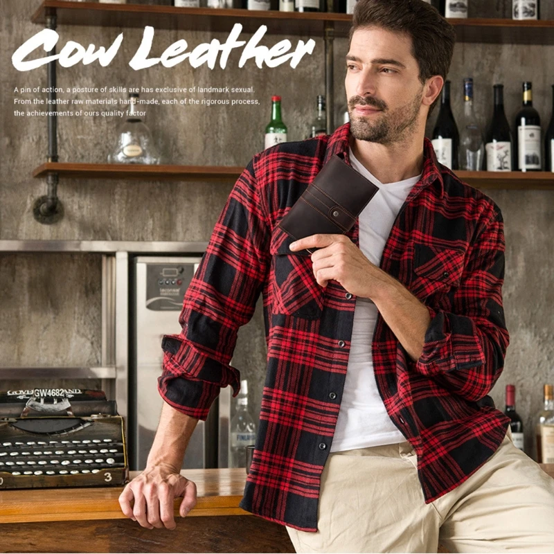 

Men's Vintage Leather Long Bifold RFID Wallet Passport Holder Credit Card Case Business Purse