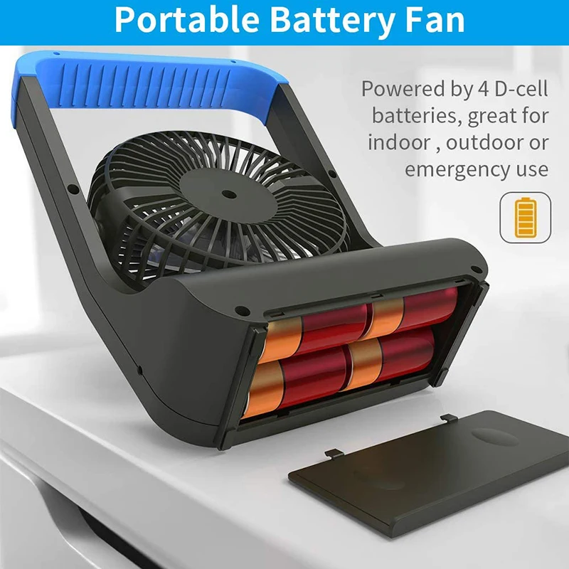 

Battery Operated Fan,Camping Fan Battery Powered, Super Long Lasting,Portable D-Cell Battery Powered Desk Fan with Timer