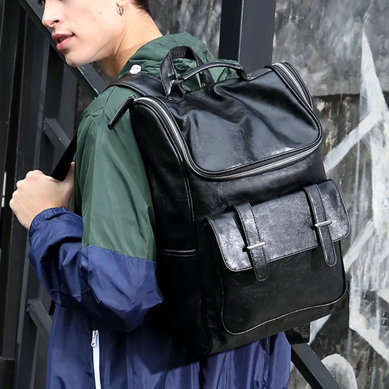 PU мужской кожаный рюкзак мужские кожаные рюкзаки для школы Подростковый