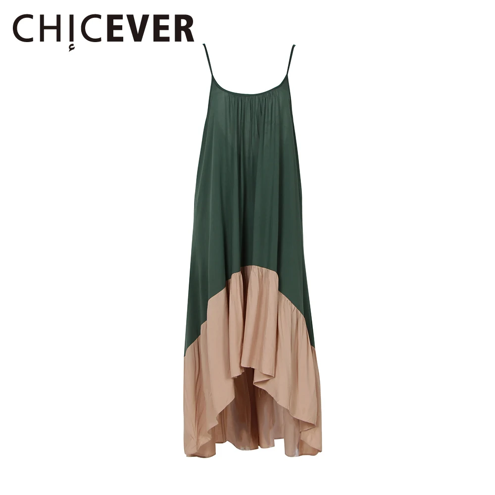 Chicever 2017 хит Цвета летнее платье Женская Туника Спагетти ремень Длинные