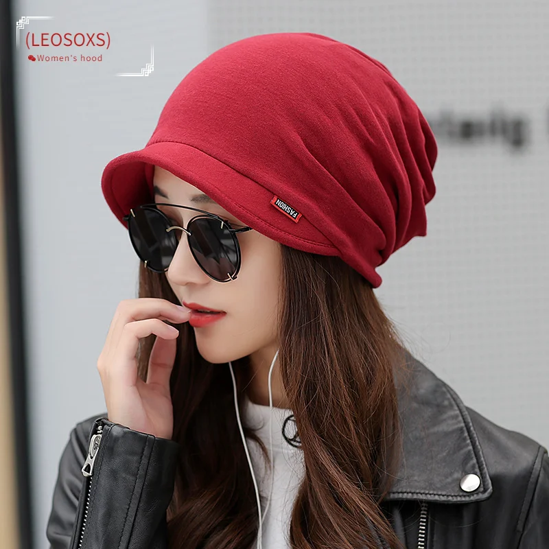 

(LEOSOXS)2021Warm Winter Hat And Scarf Dual Purpose, Fashionable Soft Beanie Hat With Brim Knitted Hat, Women's Pullover Hat Cap